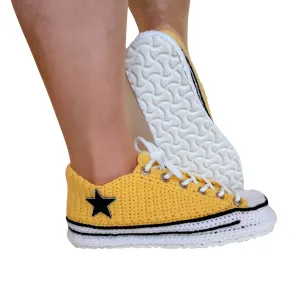 Yellow Converse Low Top Embroidery Custom Sneakers Slippers Plush