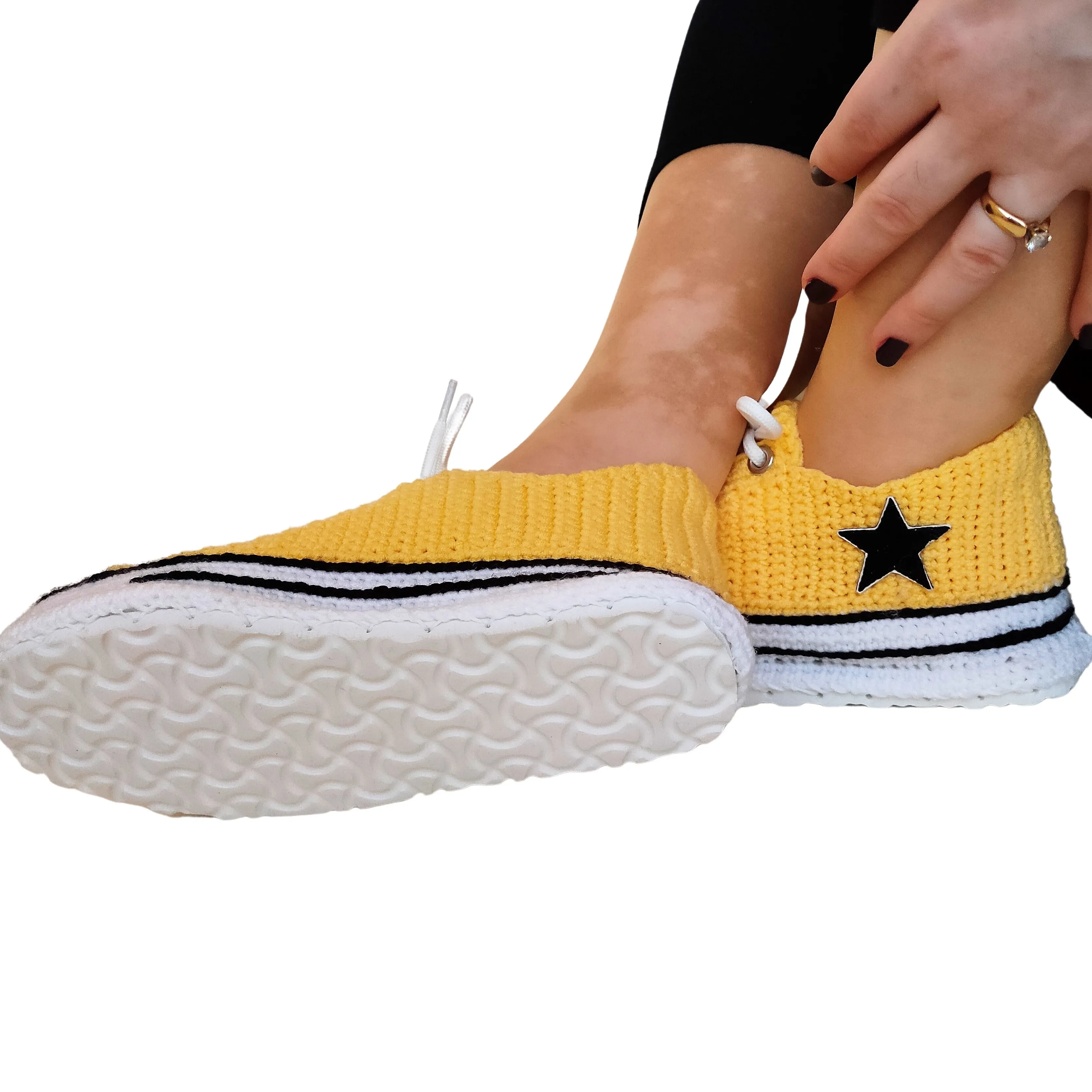 Yellow Converse Low Top Embroidery Custom Sneakers Slippers Plush