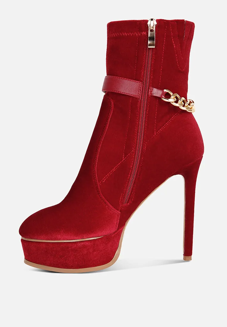 Zeppelin High Platform Velvet Ankle Boots