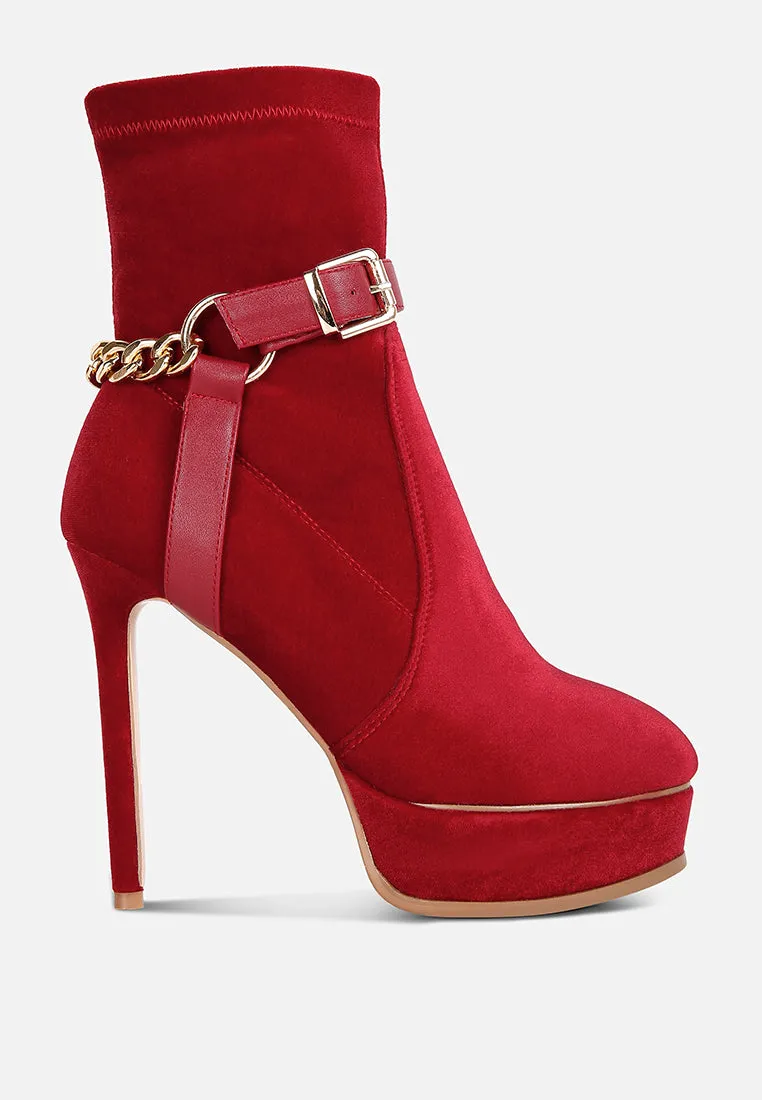 Zeppelin High Platform Velvet Ankle Boots