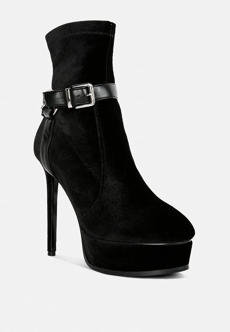 Zeppelin High Platform Velvet Ankle Boots